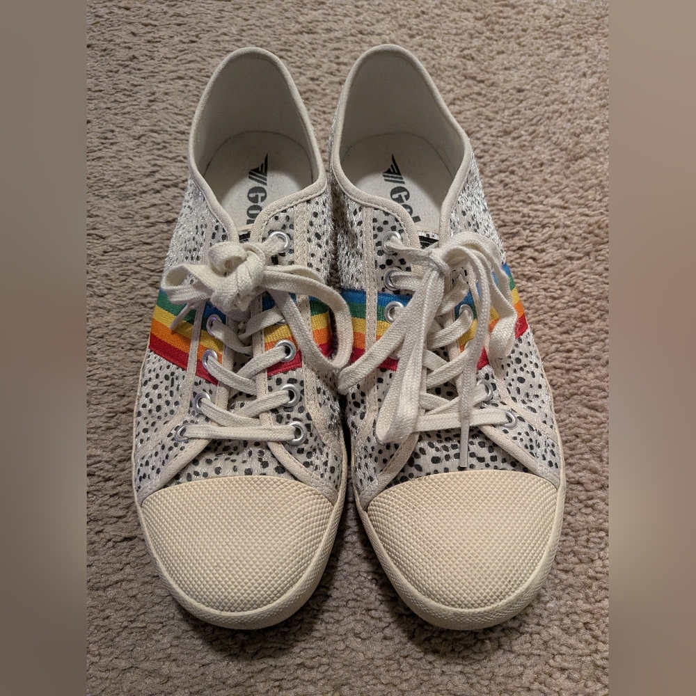 Gola White Canvas Shoes with Multicolor Stripes